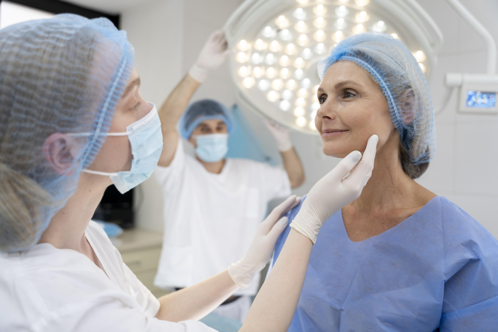 close up doctor with mask checking patient